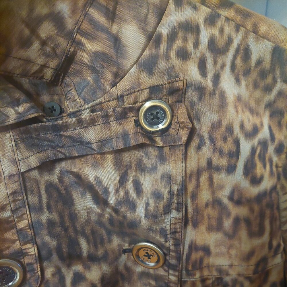 MICHAEL KORS Orange Label Leopard Trench Jacket Coat Sz L / XL GUC - Picture 4 of 8